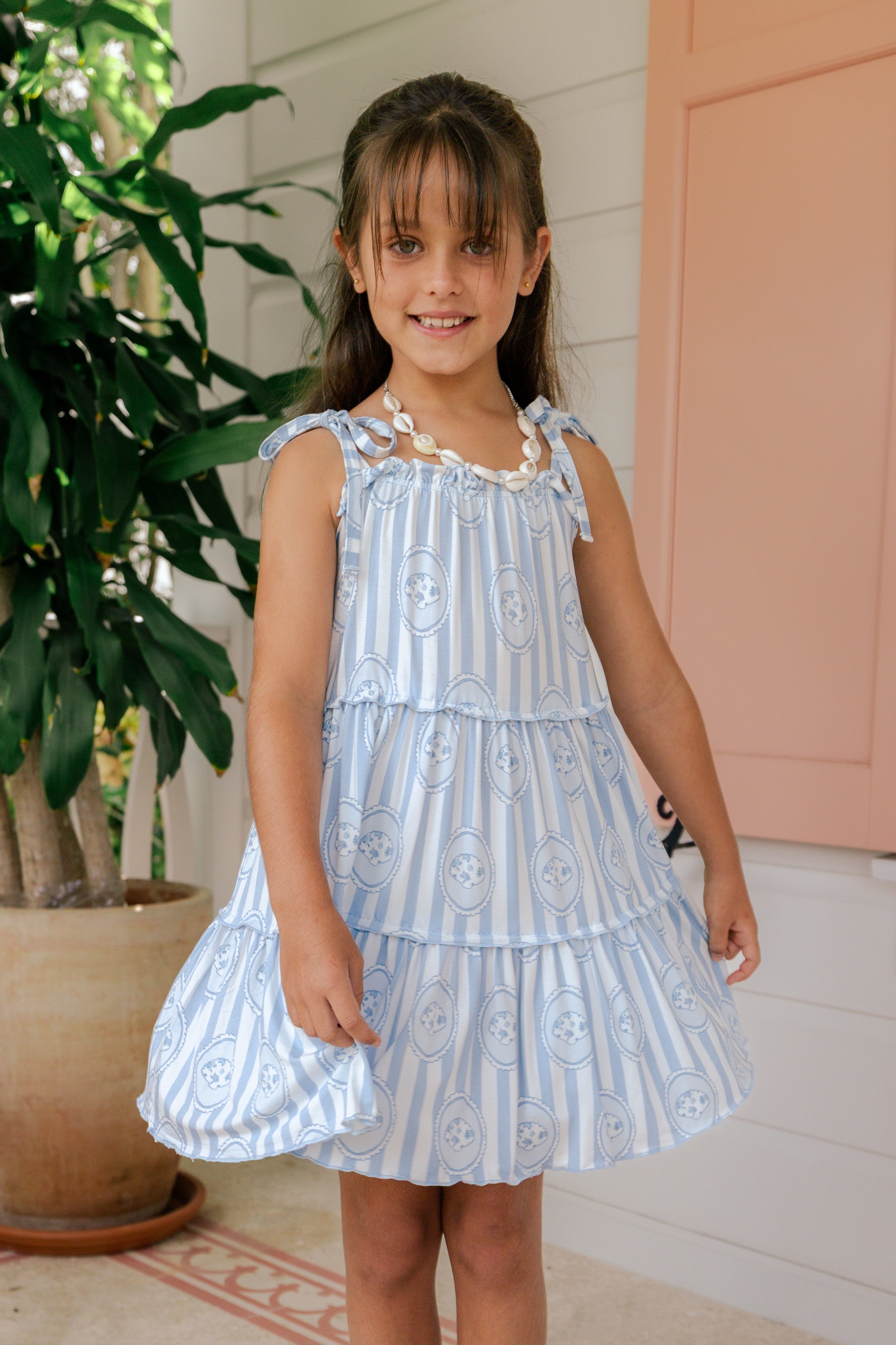 Floral Seashell Tier Twirl Dress | Girls Boutique Daywear
