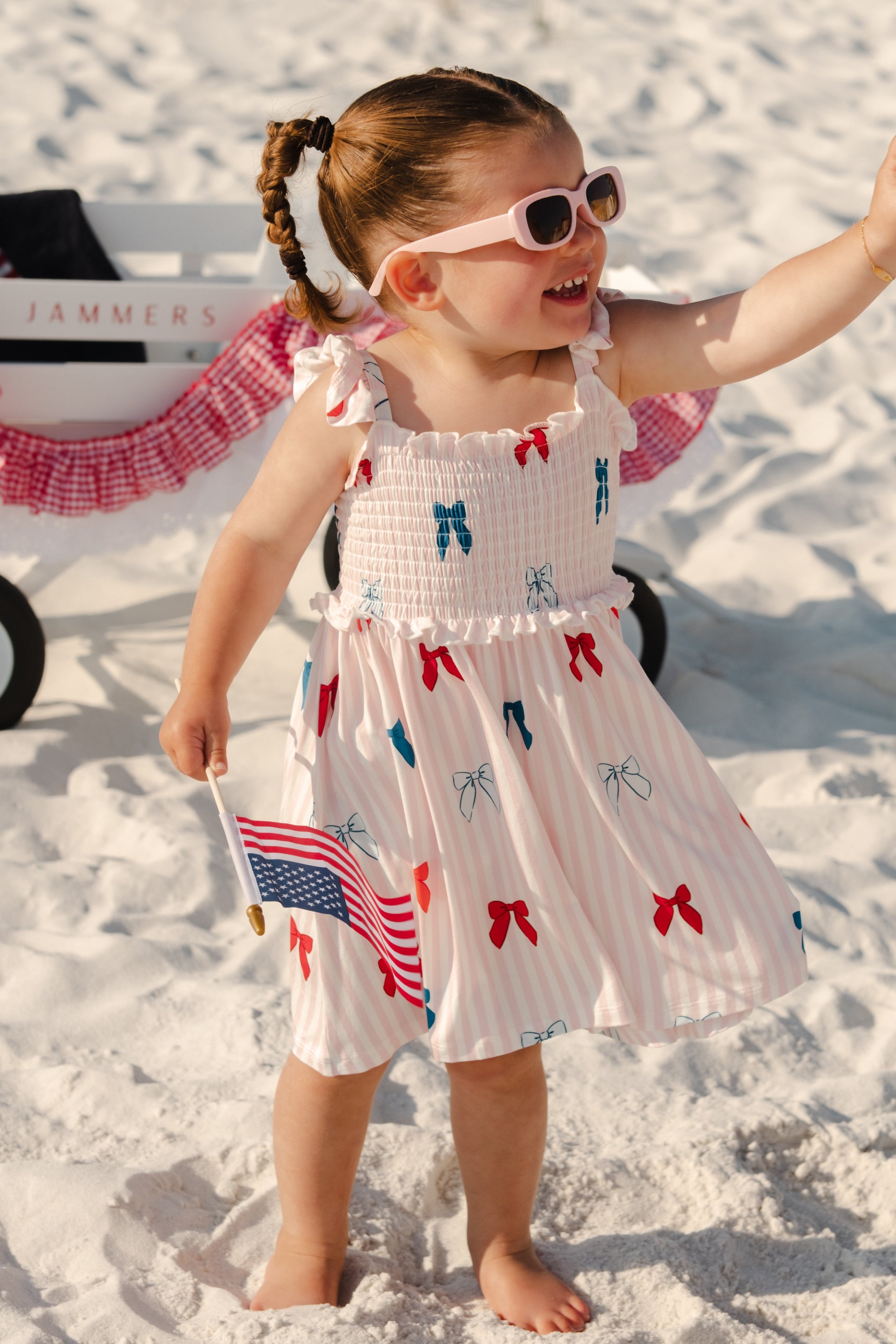 Liberty Bow Bamboo Smocked Twirl Dress | 4th of July Girls Dress Liberty Bow Bamboo Smocked Twirl Dress | 4th of July Girls Dress