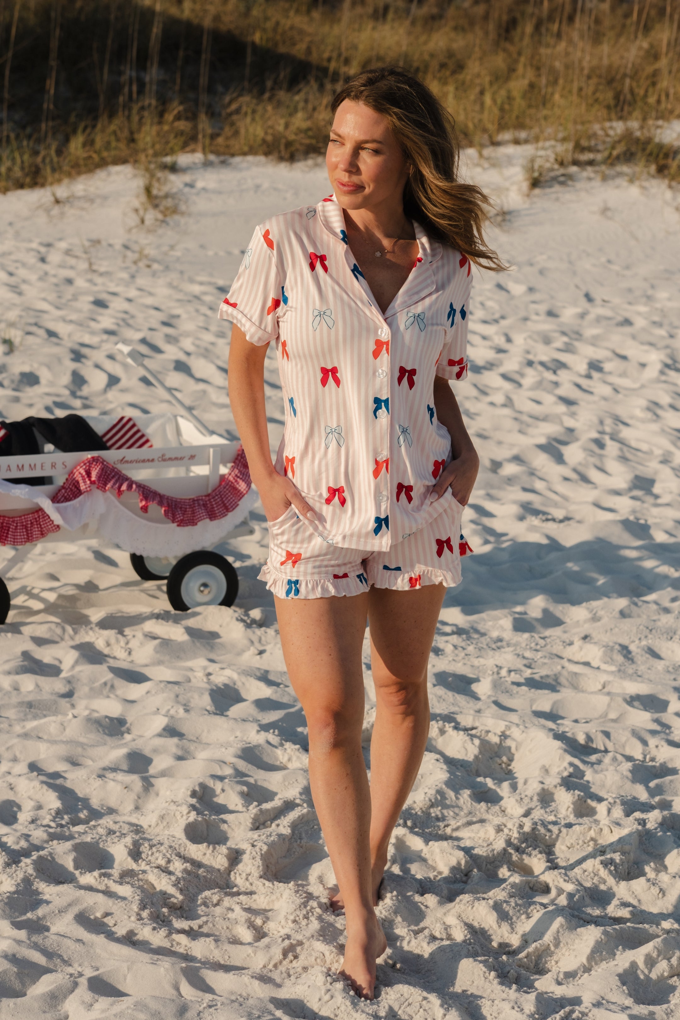 Liberty Bow Women's Bamboo Short Set | Matching Family 4th of July