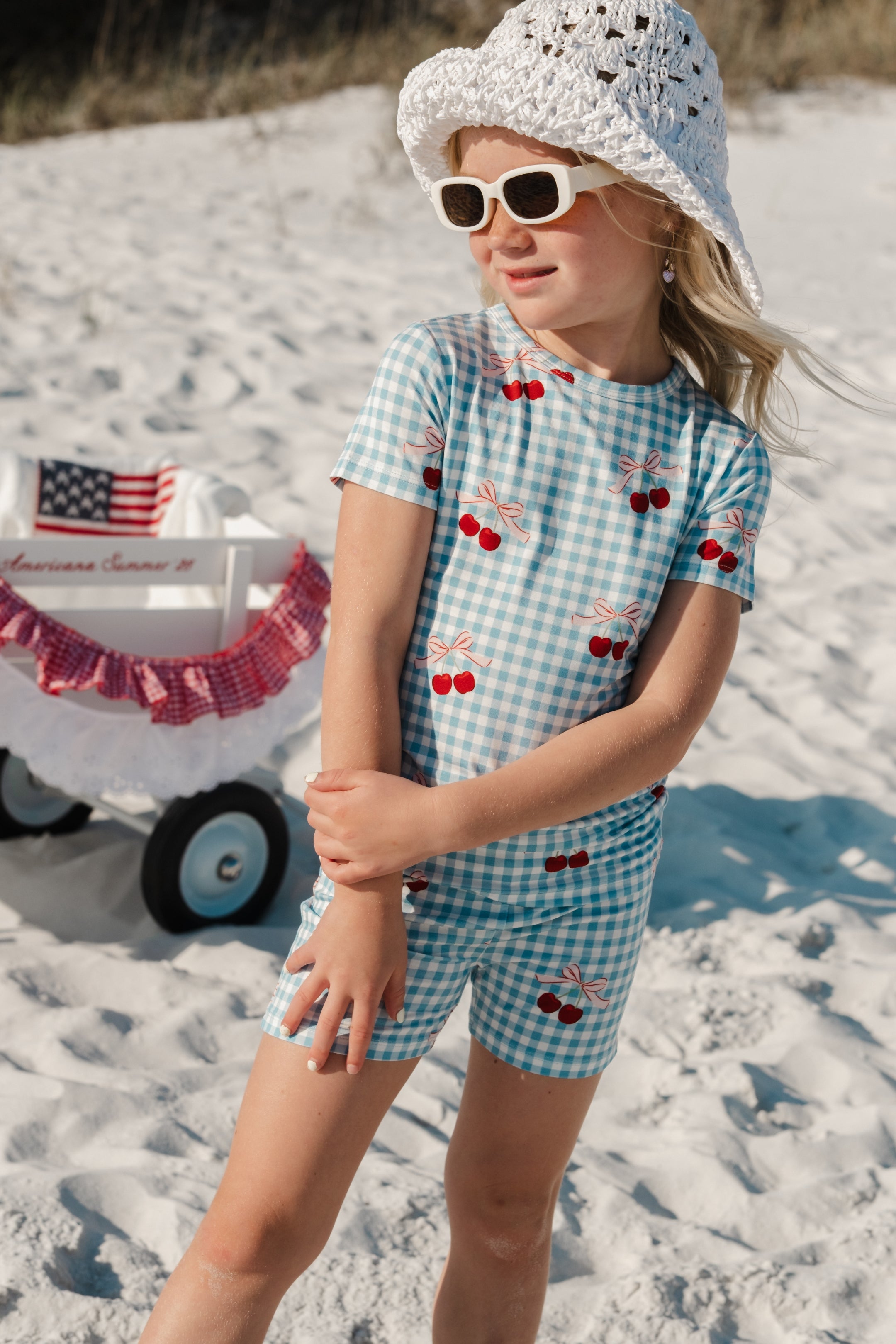 Little Cherry Bamboo Kids Pajama Set | 4th of July Matching