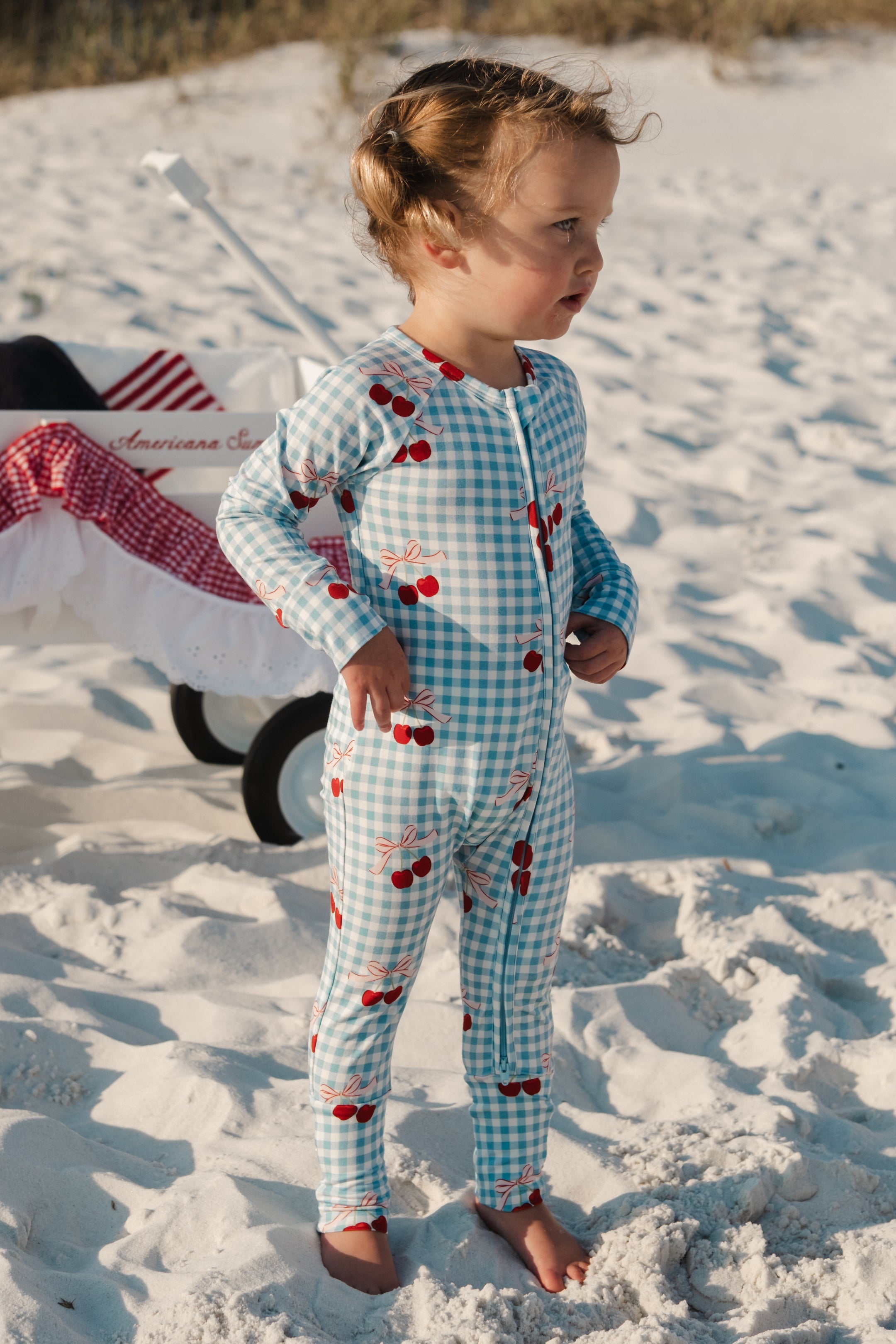 SOOR PLOOM タートル GINGHAM PRINT CHERRY 2y Tillie Pant in Cherry Gingham – Spilled Milk