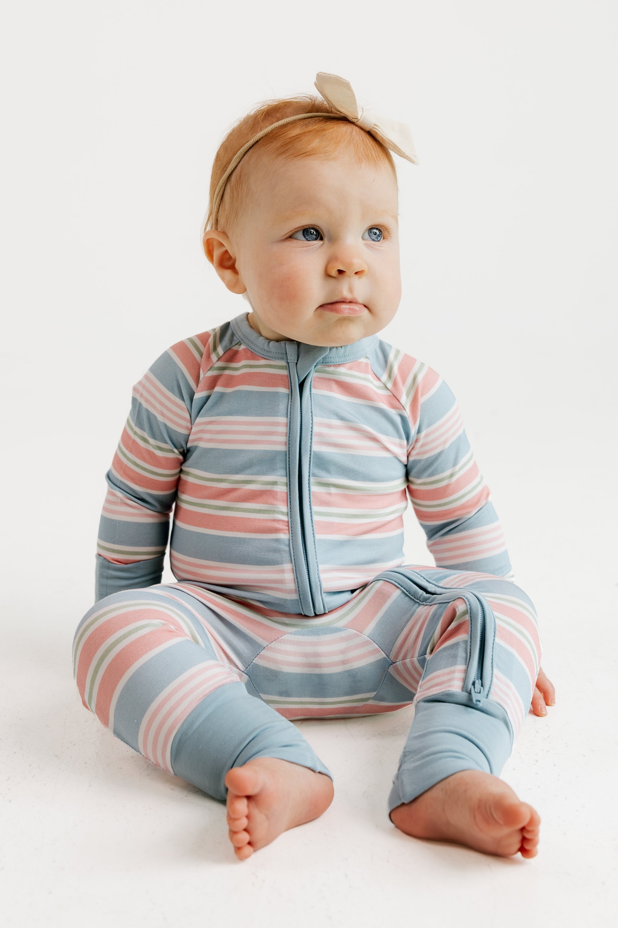 Sadie Stripes Zipper Romper | Bamboo Baby Pajamas | In My Jammers