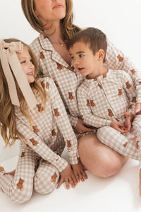 Teddy Gingham Zipper Romper