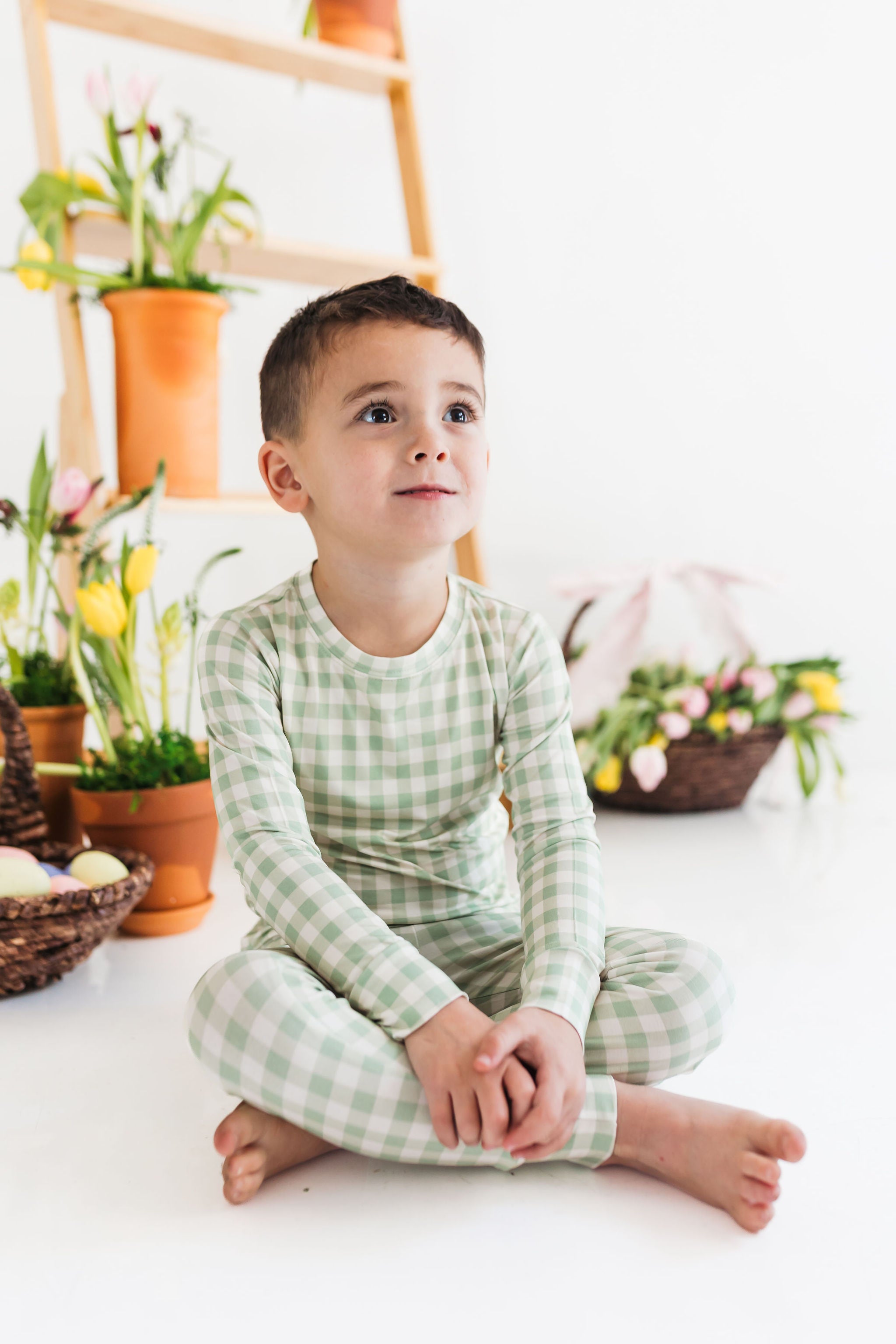 Green Gingham Two Piece Set