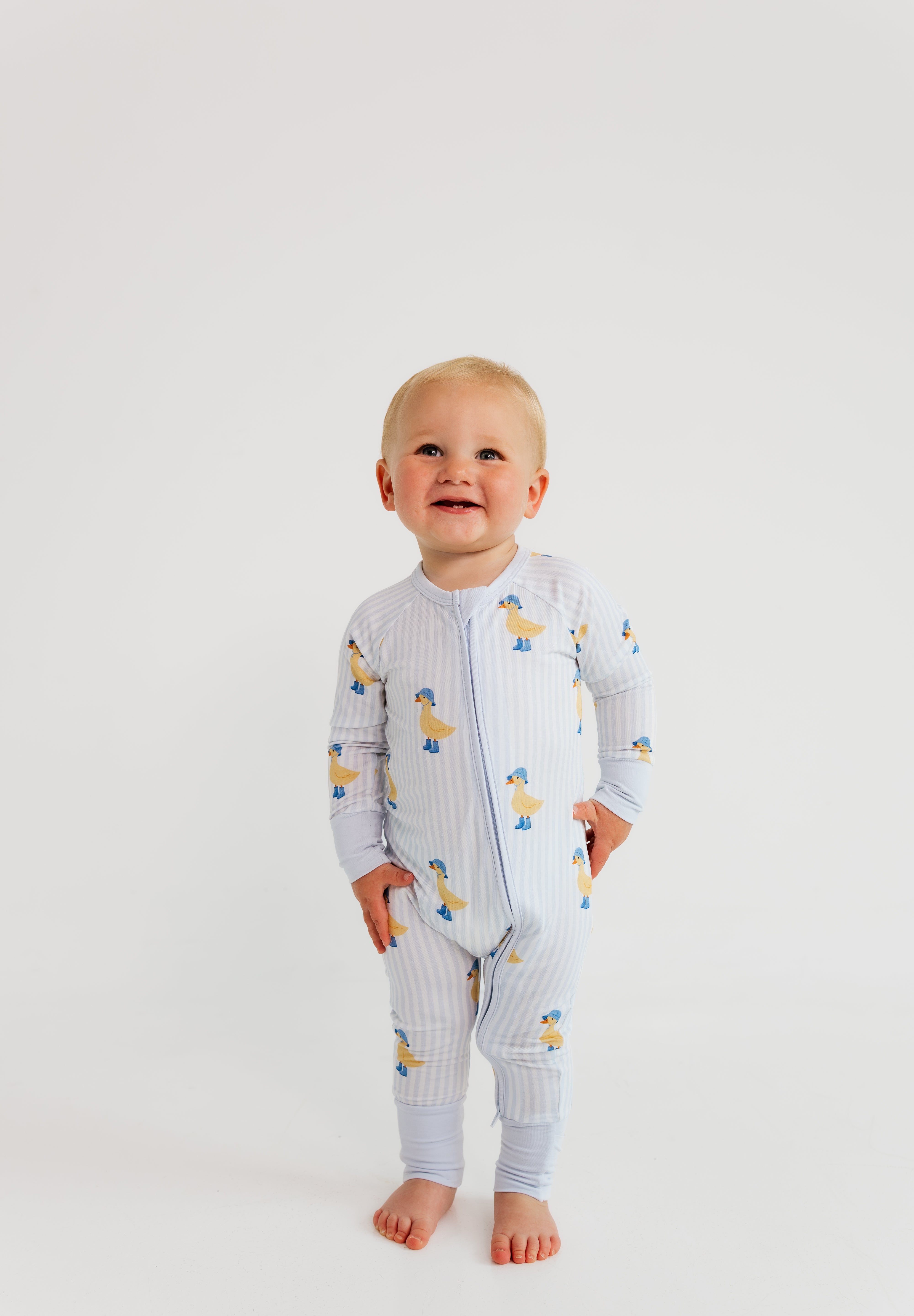 Striped Ducks Zipper Romper - SHIPS 7/22