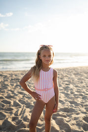 Pink and White Stripe One Piece