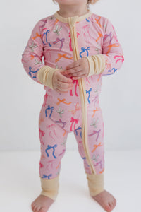 Multicolor Bow Zipper Romper