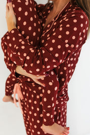 Maroon Polka Dot Zipper Romper