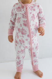 Blush Rose Garden Zipper Romper