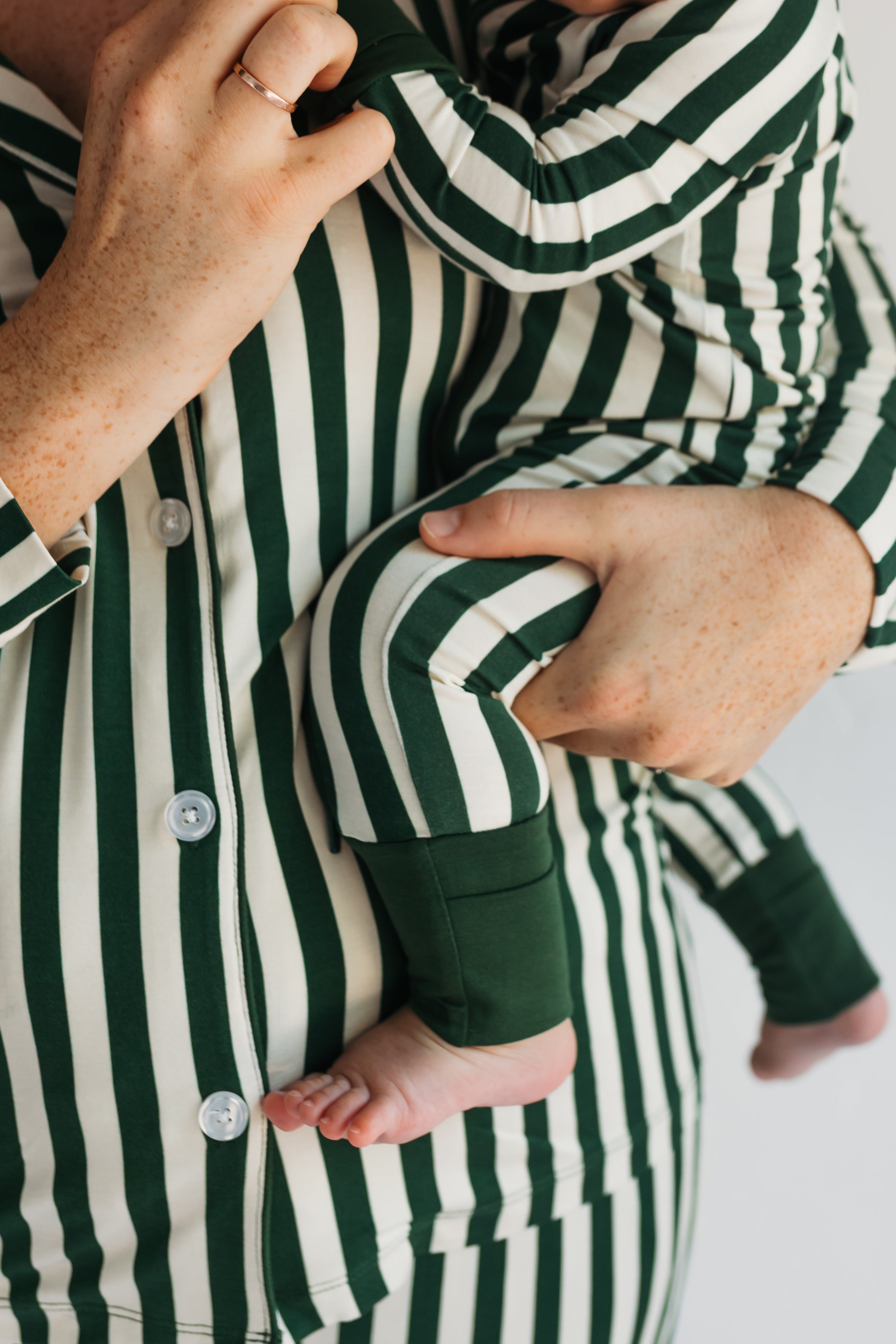 Green Stripe Zipper Romper