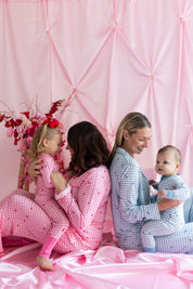 Blue XO Gingham Zipper Romper