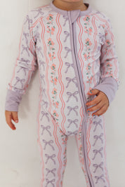 Purple Amelia Bow Zipper Romper