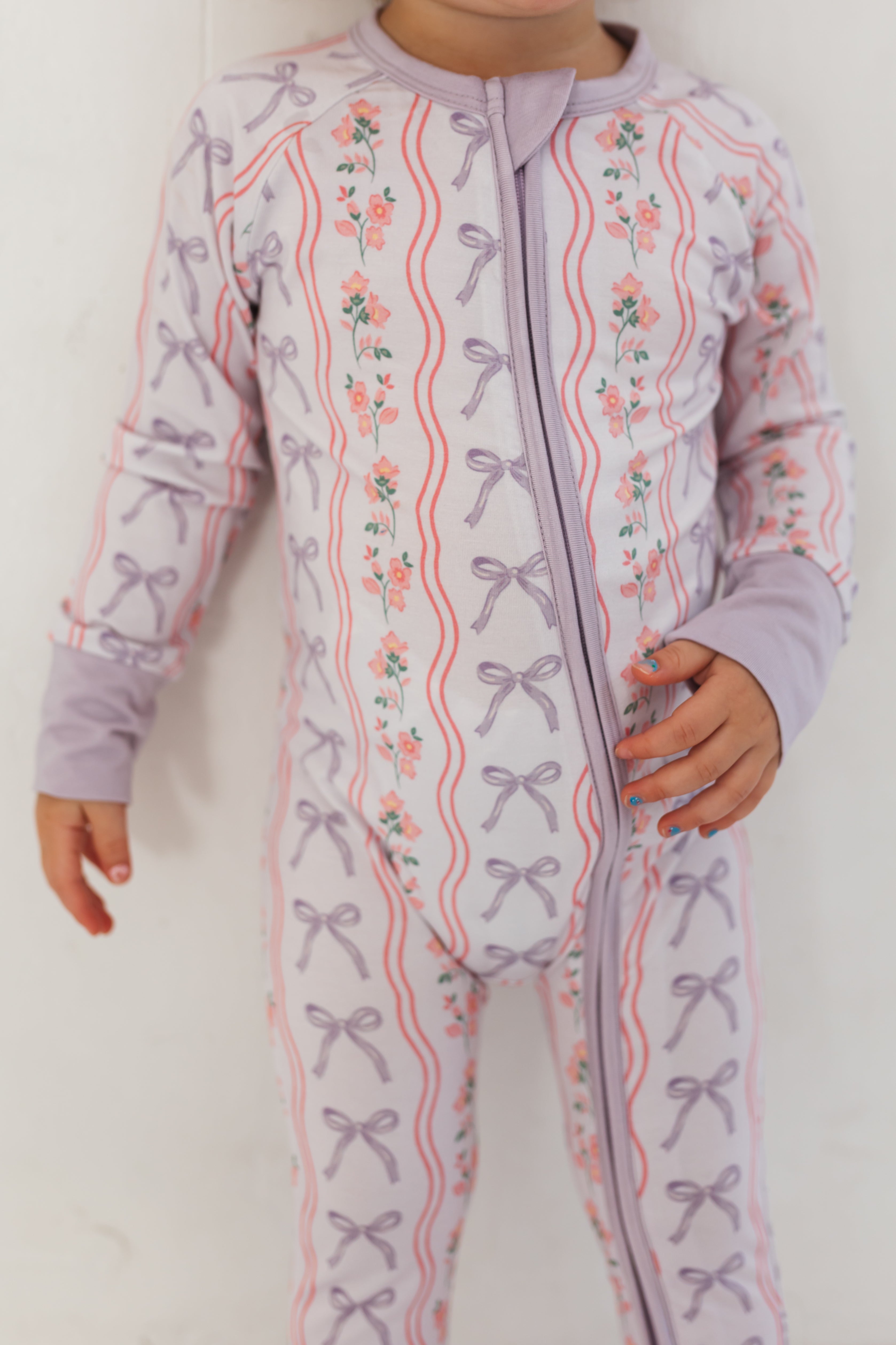 Purple Amelia Bow Zipper Romper