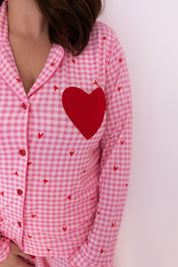 Be Mine Gingham Women's Long Sleeve Ruffle Set