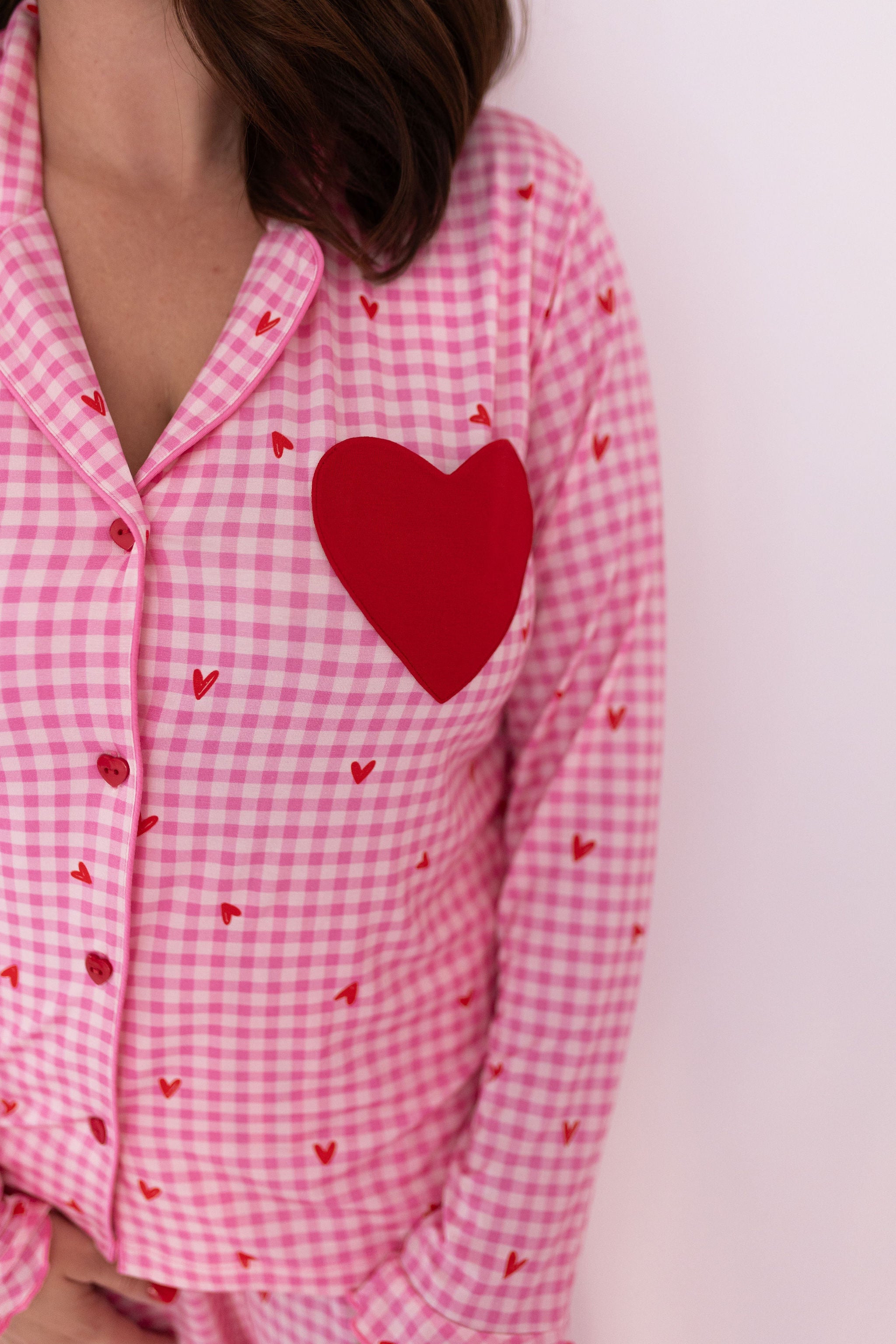 Be Mine Gingham Women's Long Sleeve Ruffle Set