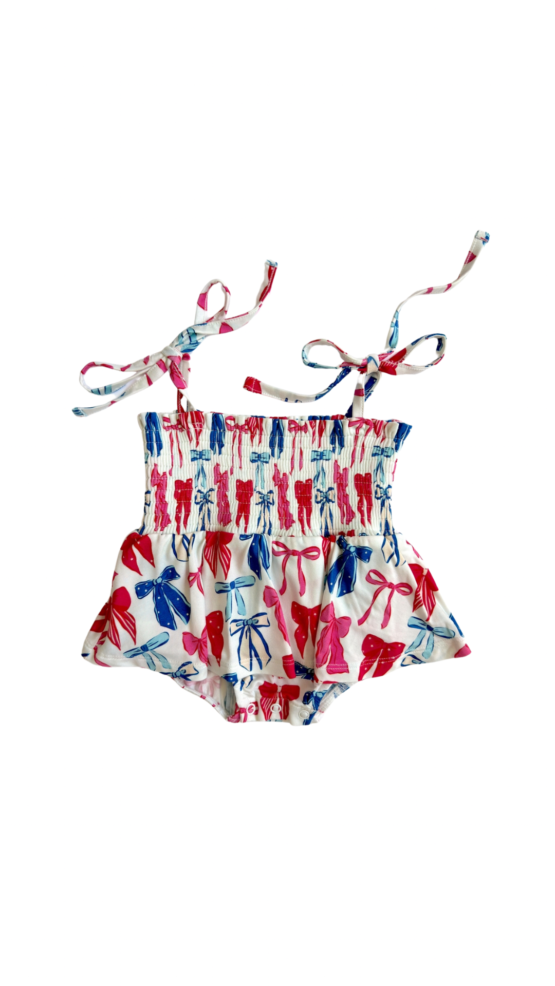 Patriotic Bows Smocked Bubble Romper -