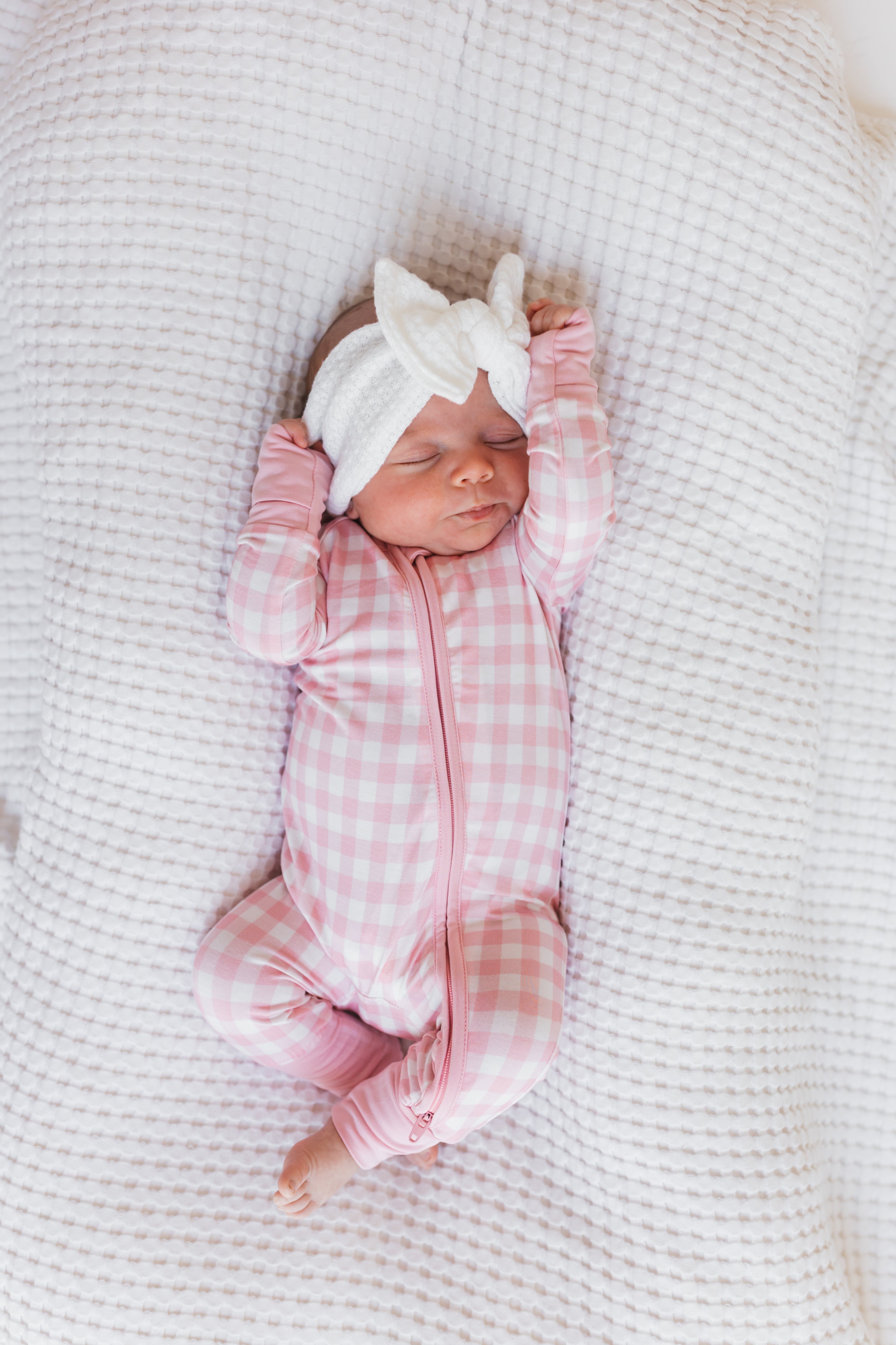 Blush Gingham Zipper Romper