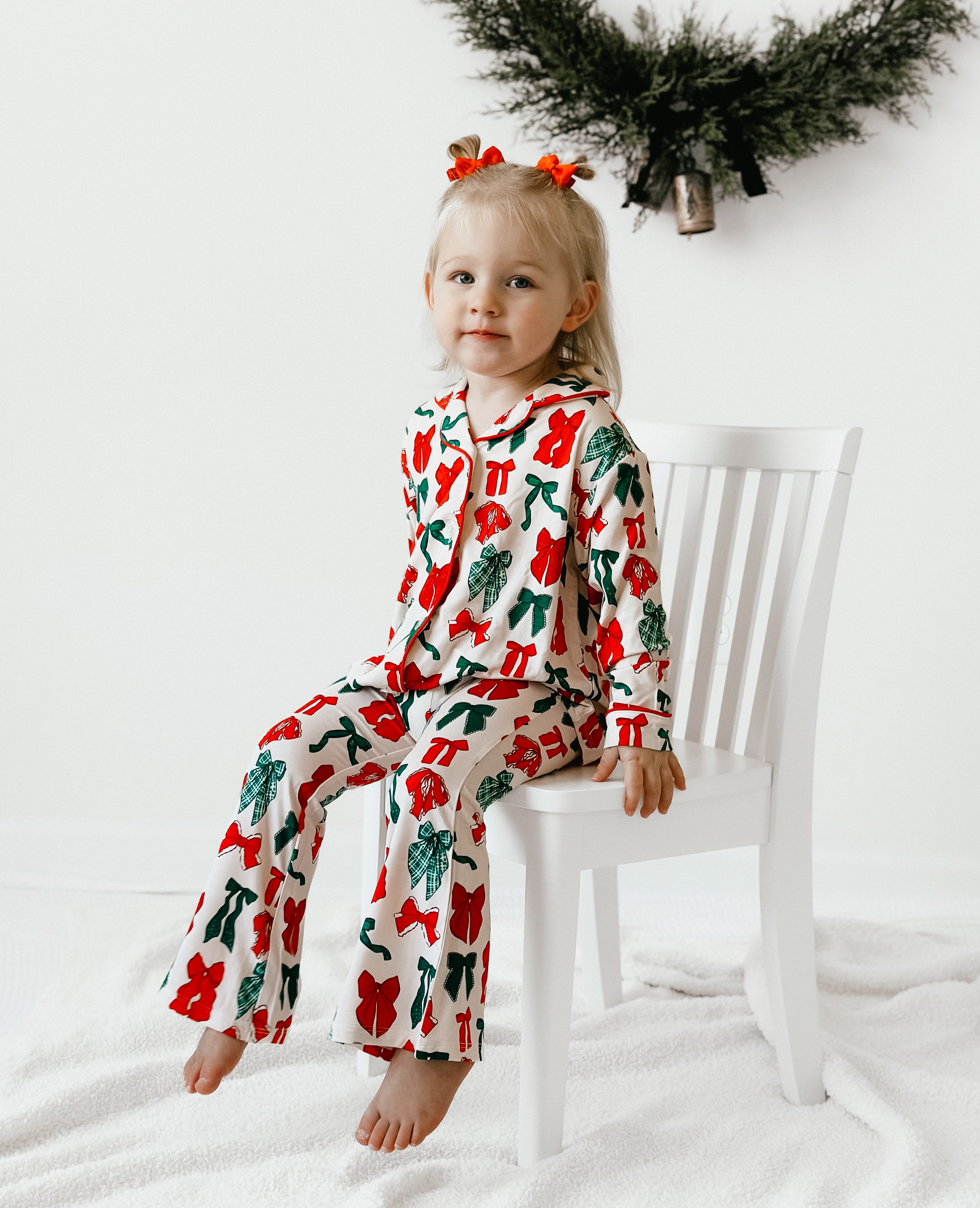 PRE-ORDER SHIPPING 11/22- Christmas Bows Kids Button Up Set