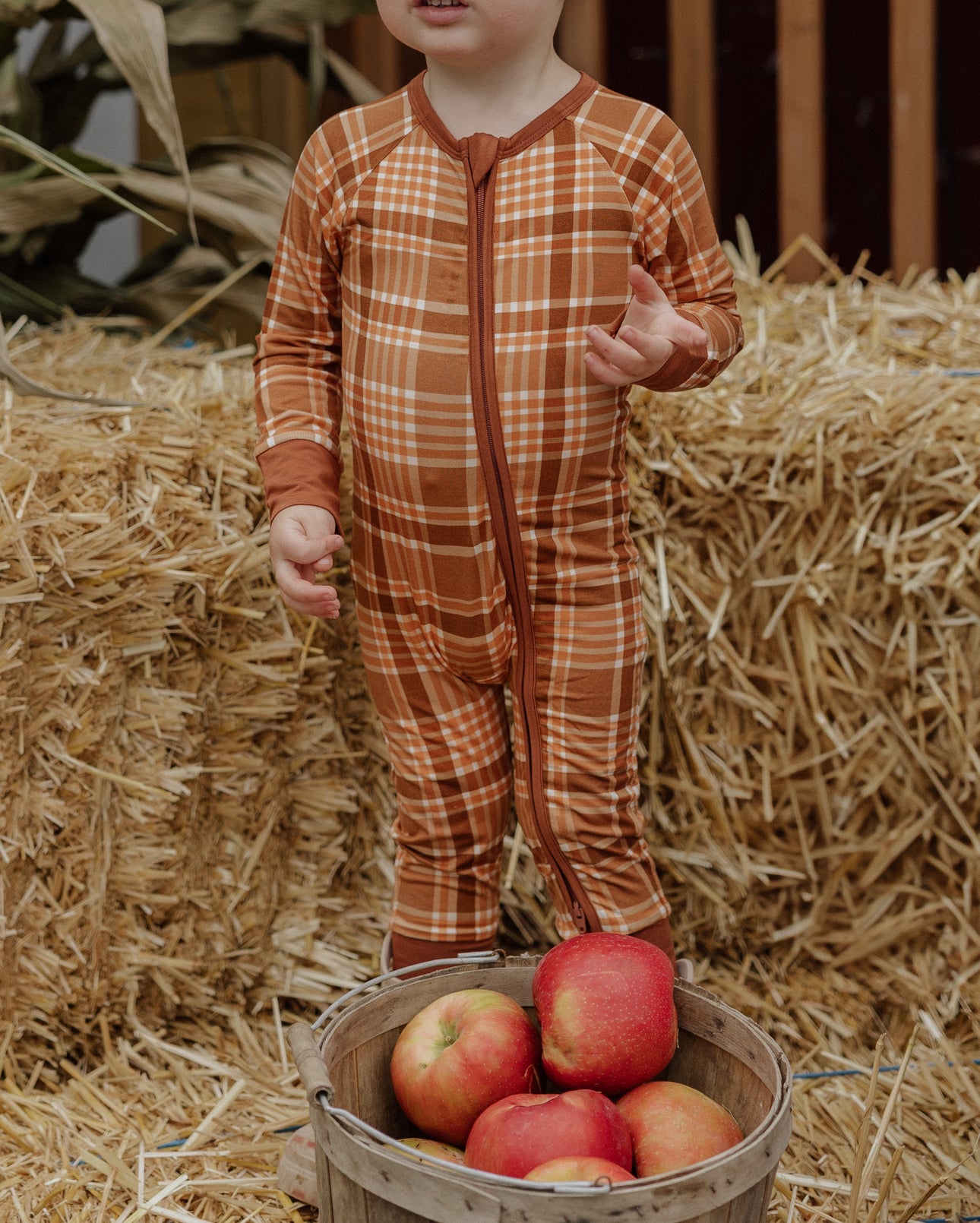 Caramel Dipped Plaid Zipper Romper IMJ x Bre Sheppard