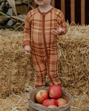 Caramel Dipped Plaid Zipper Romper IMJ x Bre Sheppard