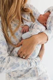 Blue Rose Garden Zipper Romper