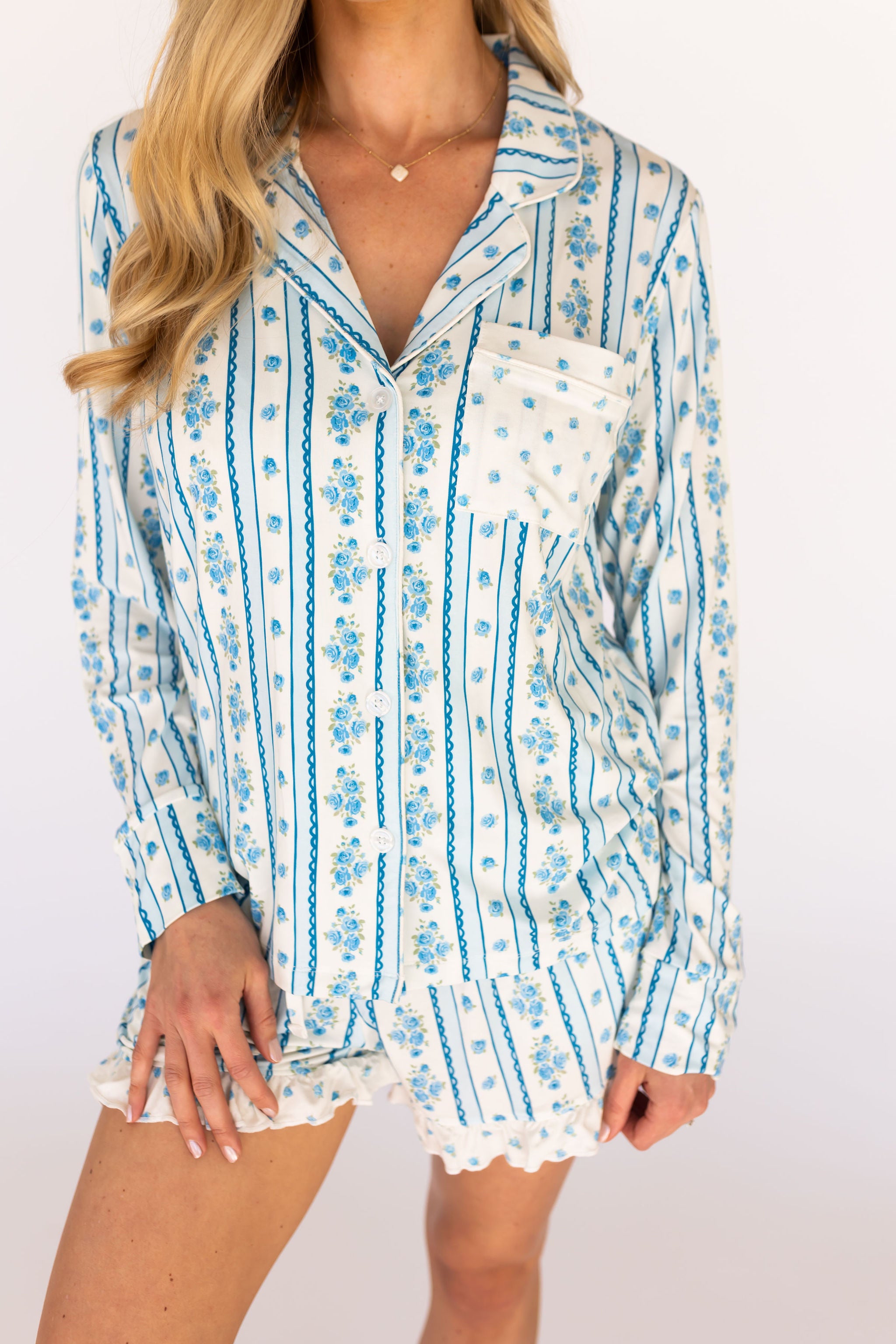 Forever Blooming Women's Long Sleeve Short Set