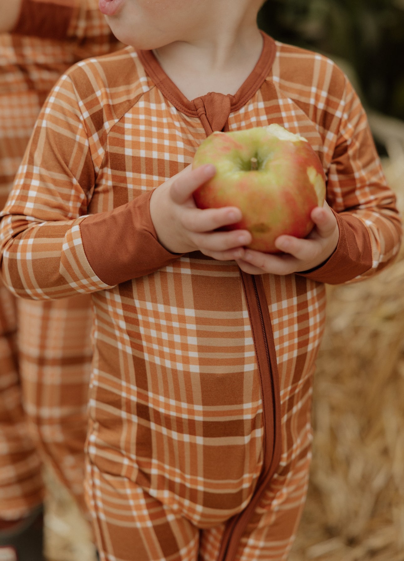 Caramel Dipped Plaid Zipper Romper IMJ x Bre Sheppard