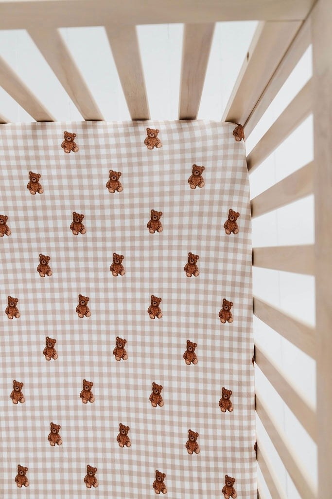 Teddy Gingham Crib Sheet