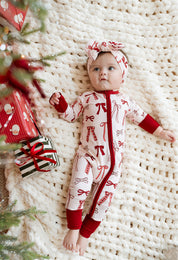 Merry Little Bows Zipper Romper