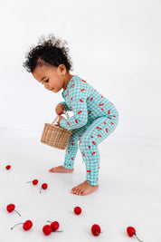 Cherry Gingham Zipper Romper