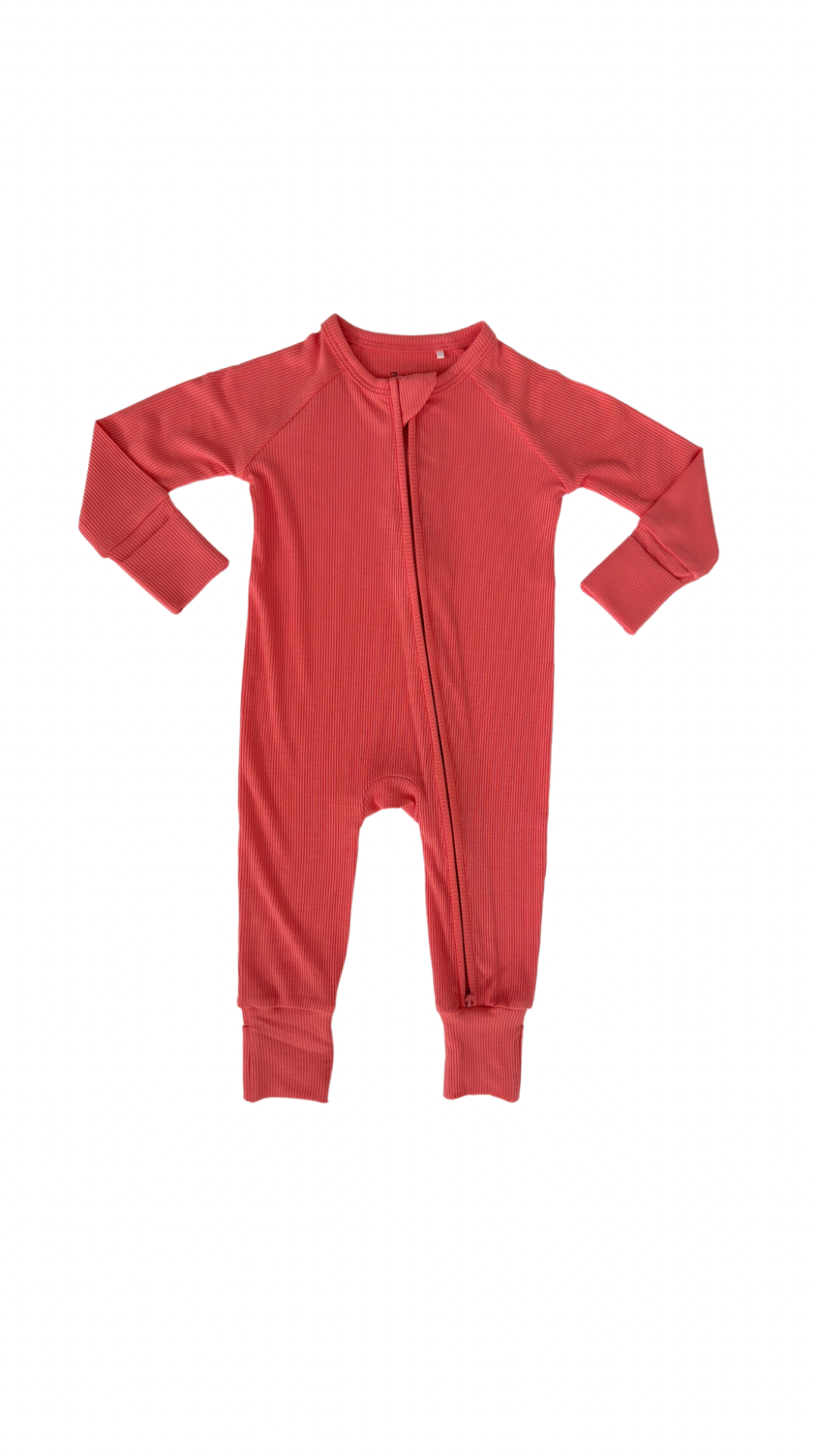 Sugar Coral Ribbed Zipper Romper