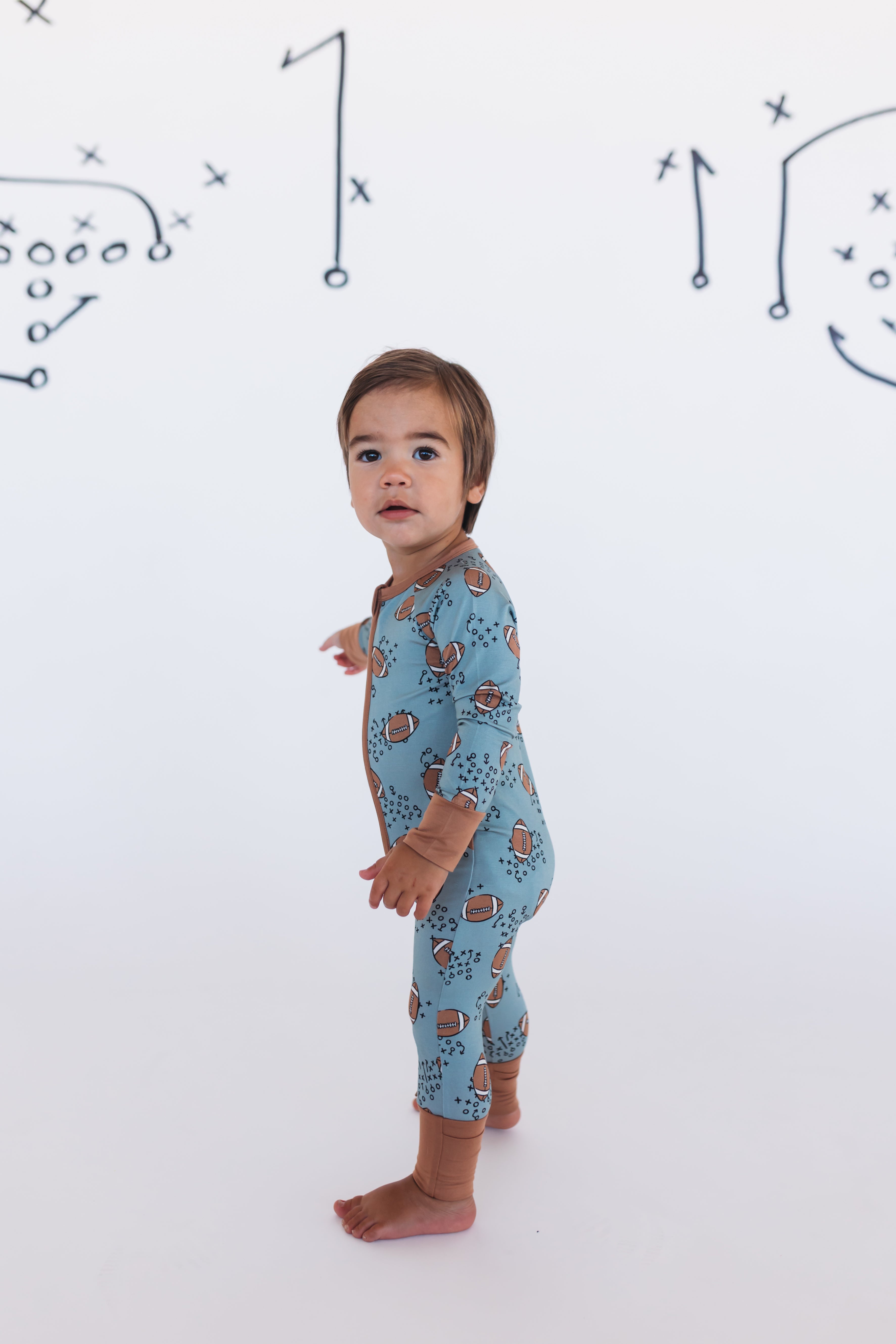 Green Football Zipper Romper