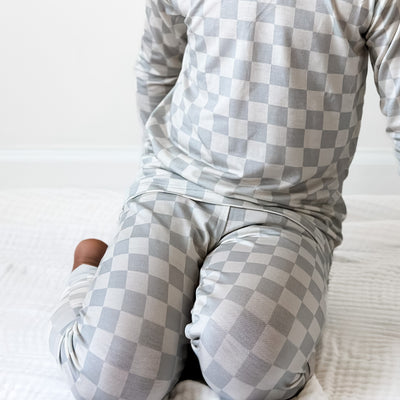 Muted Blue Checkered Two Piece Set