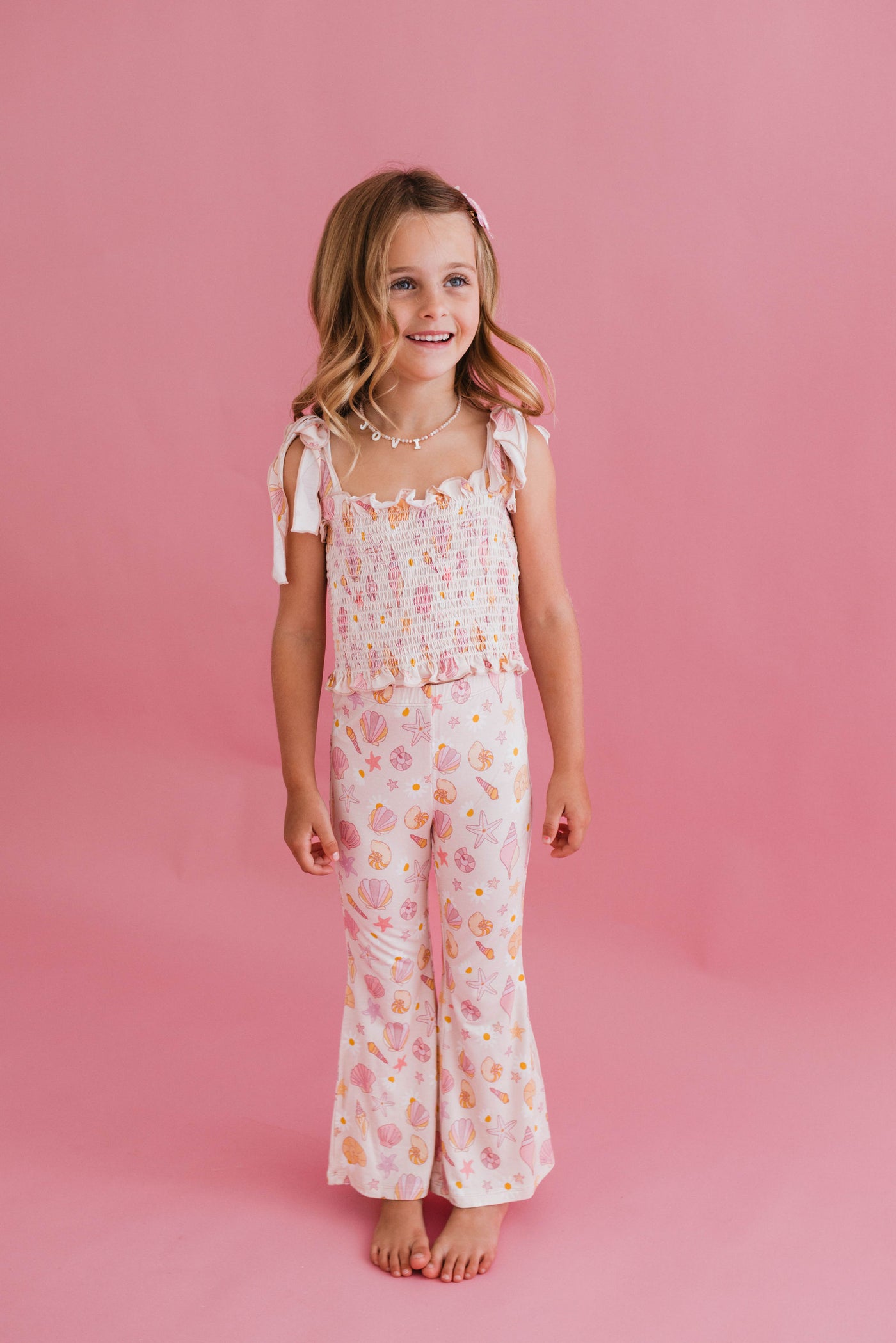 Beach Babe Flare and Smocked Crop Two Piece Set Jammers x Karissa Abbott.