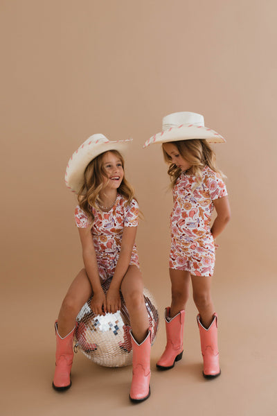 Pink Let's Go Girls Two Piece Set Jammers x Karissa Abbott.