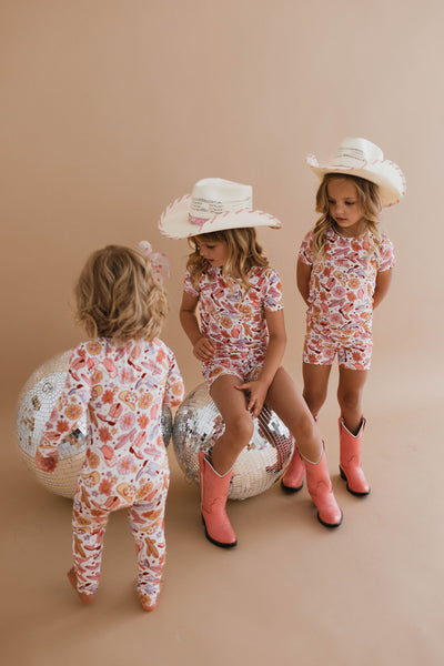 Pink Let's Go Girls Zipper Romper Jammers x Karissa Abbott.
