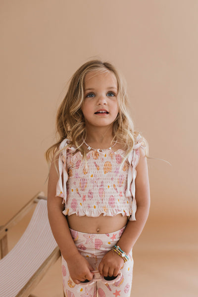 Beach Babe Flare and Smocked Crop Two Piece Set Jammers x Karissa Abbott.