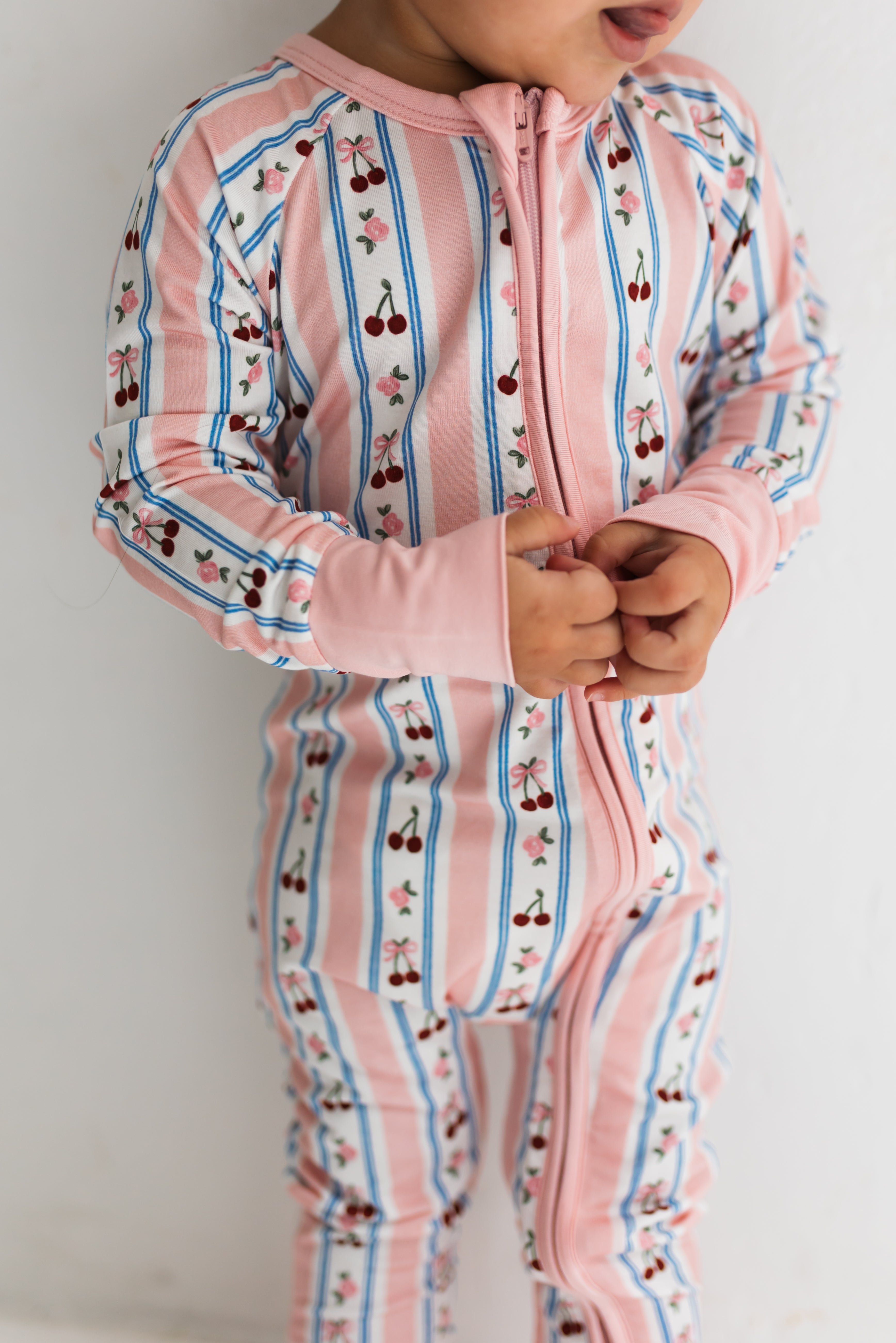 Pink Cherry Zipper Romper