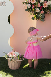 Yellow Floral and Bow Tutu Bodysuit