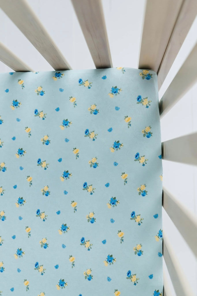 Floral and Gingham Crib Sheet IMJ x Karissa Abbott