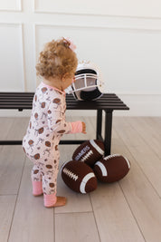 Blush Football Zipper Romper