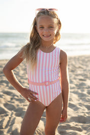 Pink and White Stripe One Piece
