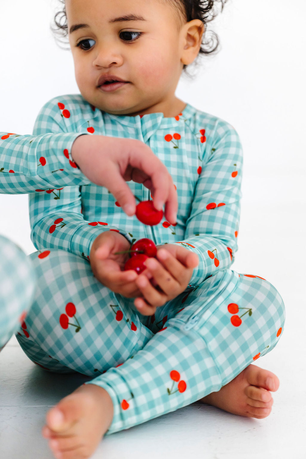 Cherry Gingham Zipper Romper