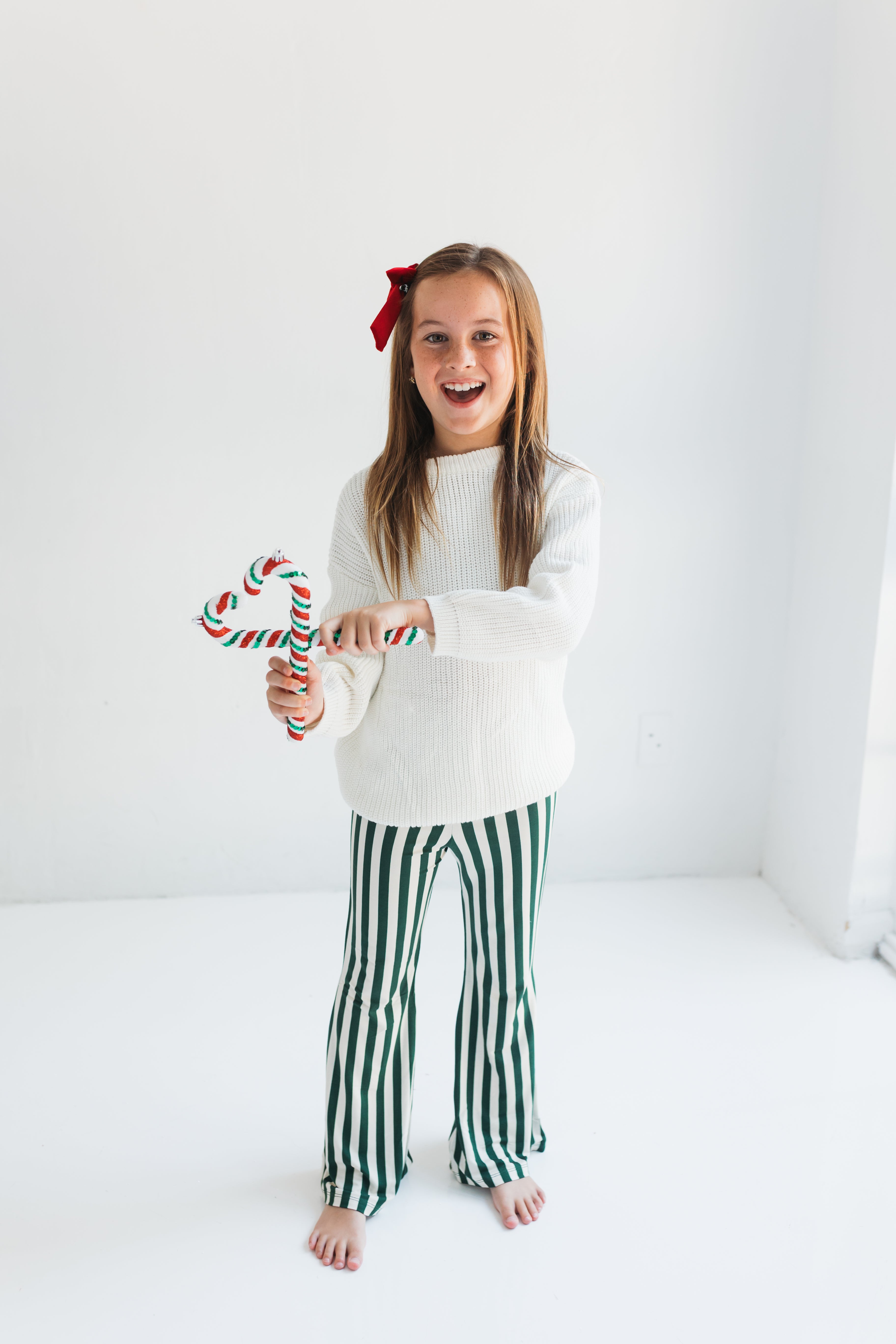 Green Stripe Flare Pant