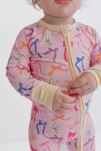 Multicolor Bow Zipper Romper