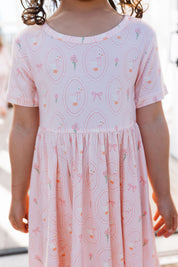 Pink Little Goose Short Sleeve Twirl Dress