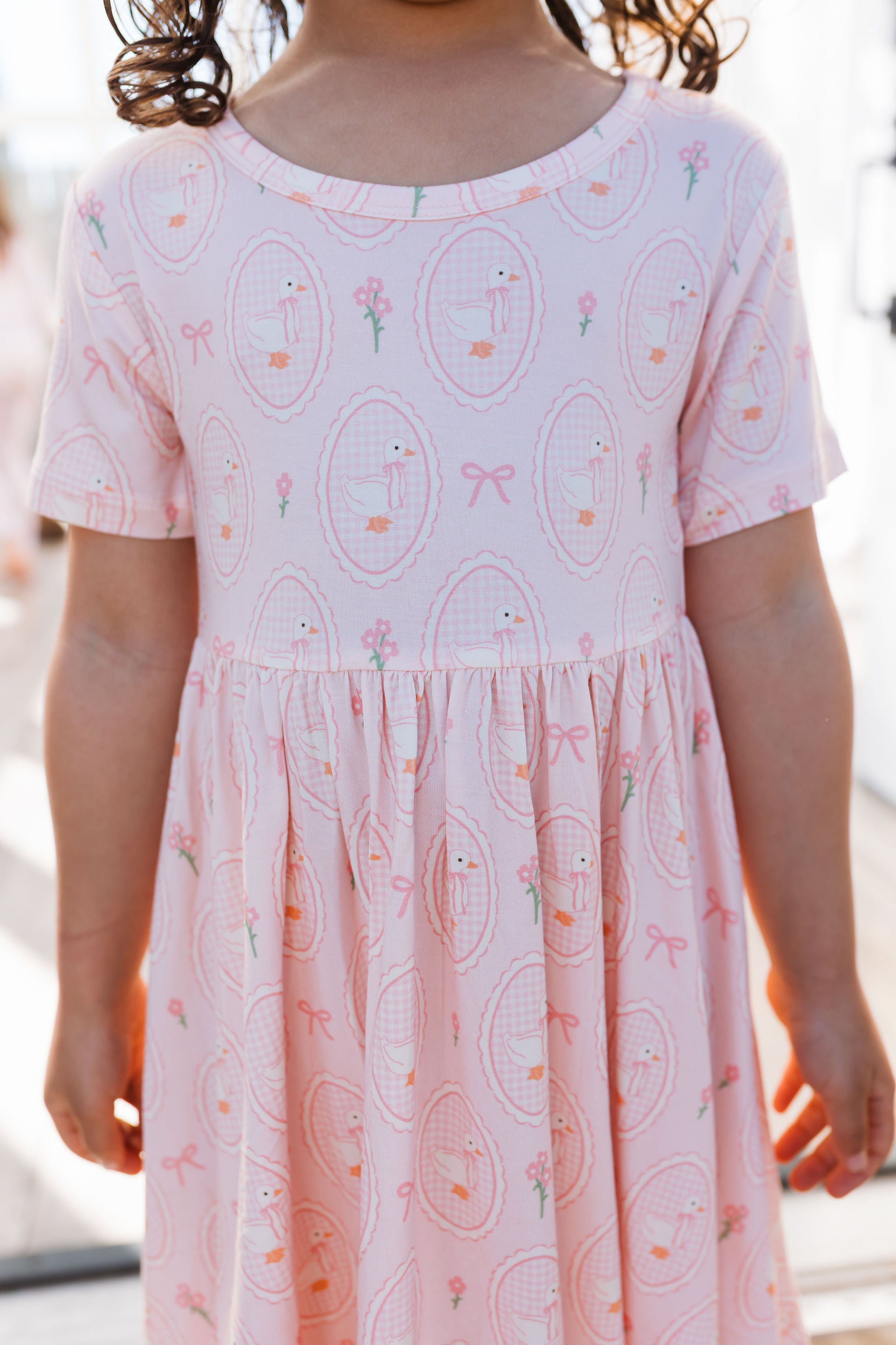 Pink Little Goose Short Sleeve Twirl Dress