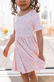 Pink Little Goose Short Sleeve Twirl Dress