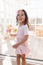 Pink Little Goose Short Sleeve Twirl Dress