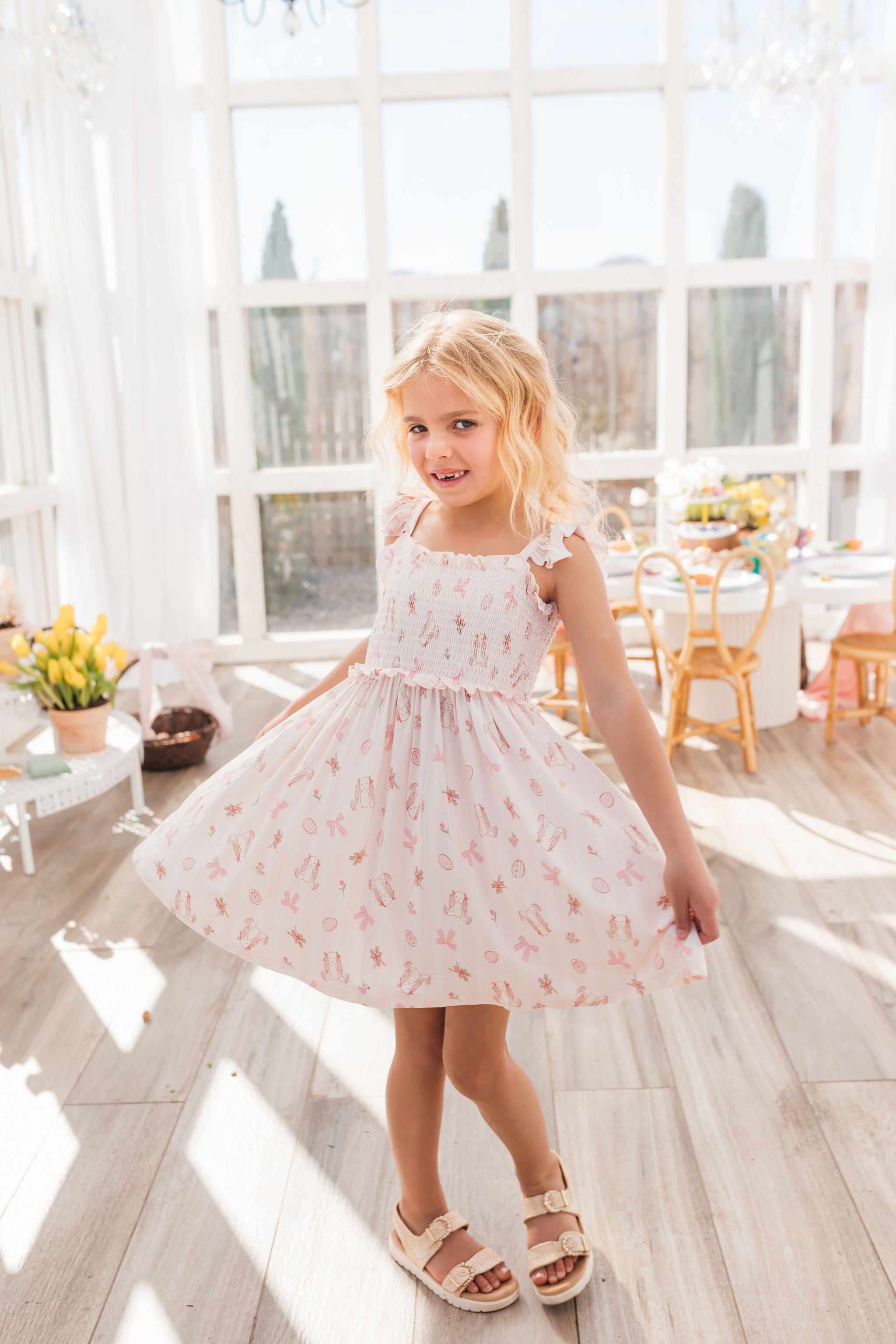 Rosie Rabbit Smocked Twirl Dress